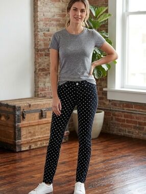 JCP Stylish Black Polka Dot Skinny Jeans, 27/4 GUC ✔️